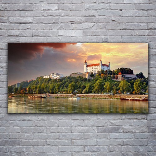 Tulup Image sur verre Tableau Impression 100x50 Mer Plage Montagnes