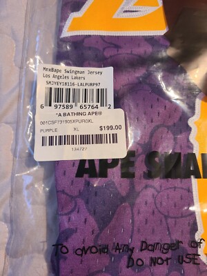 Lakers Bape セット XL サイス BAPE x Mitchell & Ness LA Lakers Swingman Jersey XL Purple A