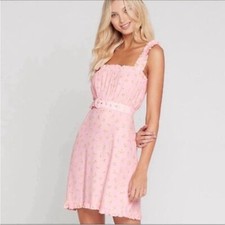 Faithful the brand pink belted smocked dress- Small
