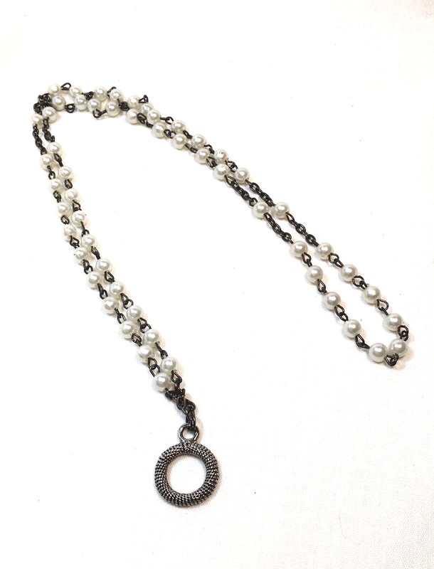 Unique 5-Decade Rosary Pearl Lanyard, Approximately 28 Inches