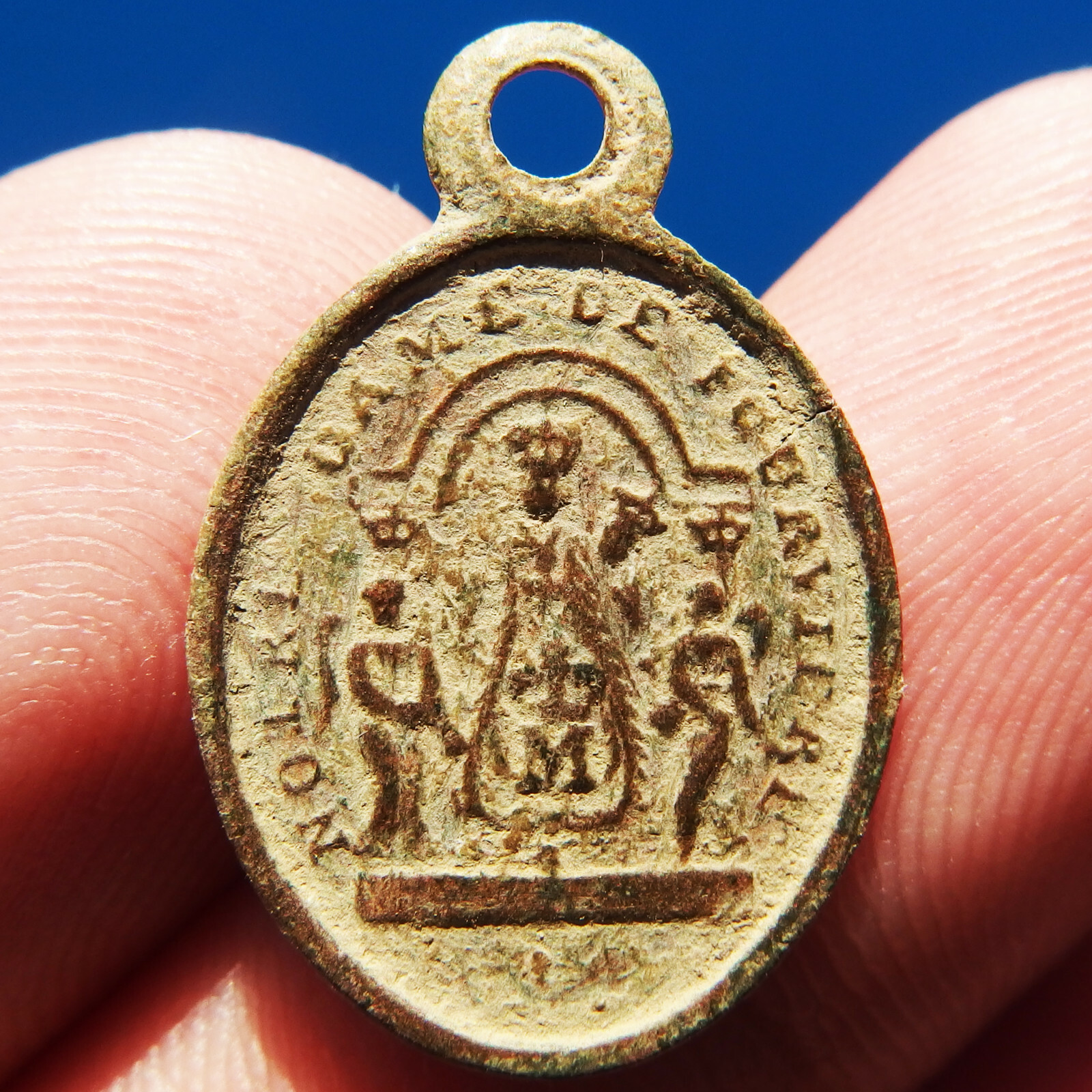 ANTIQUE NOTRE DAME DE FOURVIERE RELIGIOUS MEDAL OLD FRENCH PENDANT ...