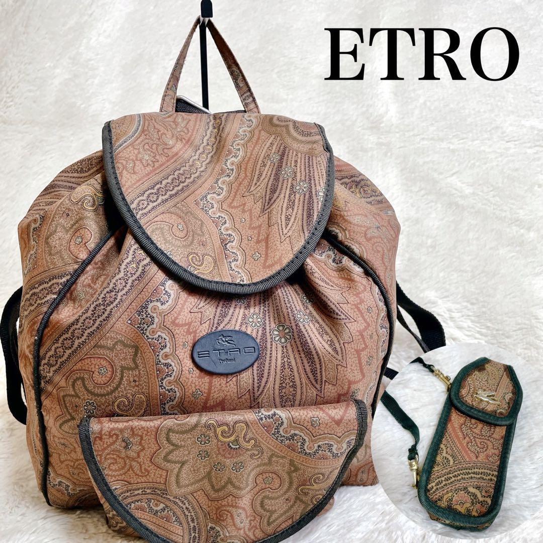 ETRO Paisley Backpack Pouch Daypack Nylon Canvas Multicolor