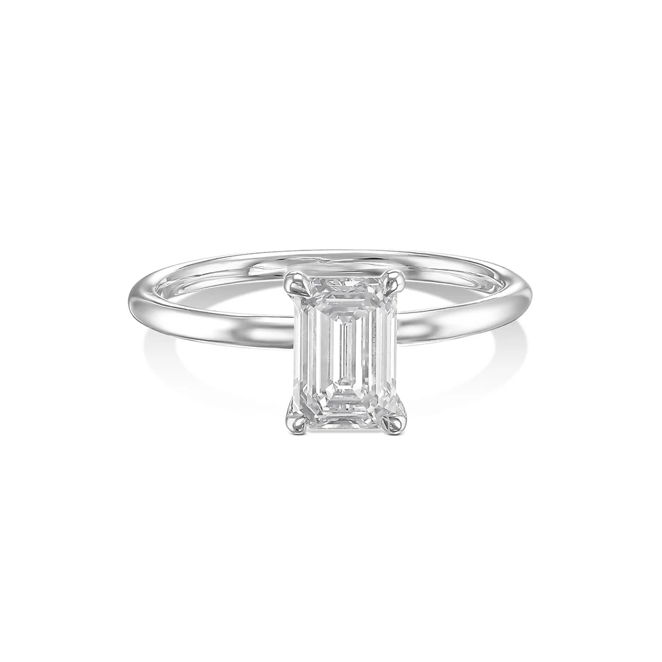 IGI Diamond Engagement Ring VVS2 D Emerald Cut 1.50 Ctw Lab Created Special - Image 4 of 4