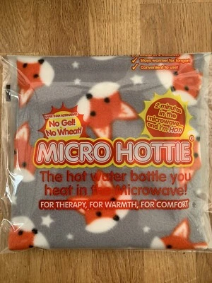 Hotties Grey Fox Fleece Microwavable Hot Water Bottle Micro Hottie