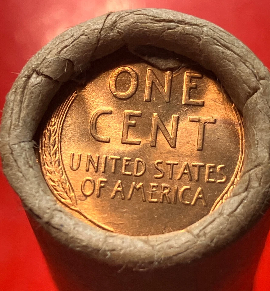 1947-D OBW OLD BANK WRAP ROLL BU RED UNCIRCULATED LINCOLN WHEAT CENT PENNIES - Image 2 of 4