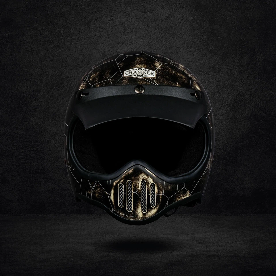 ¡OFERTA! CASCO PERSONALIZADO DE COLECCIÓN M50 PÁTINA AGRIETAMIENTO CHOPPER CAFÉ RACER MOTOCICLETAS Foto 2 de 4