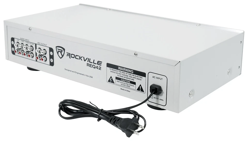 Rockville REQ42-B Silver 19" Rack Mount 2 x 21 Band Equalizer EQ - Image 3 of 4