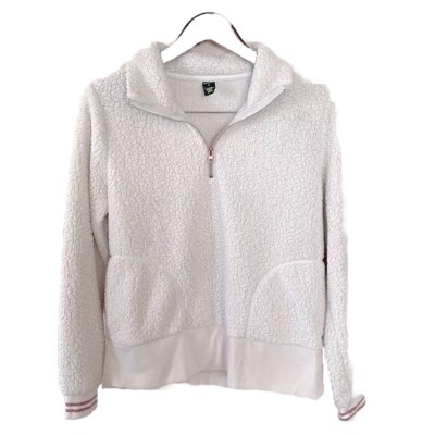 Women's Medium Sherpa Xersion Fleece Pullover White Cream Faux Fur - Main Image