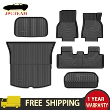 6PCS TPE Floor Mats Liners Foot Pads For 2020-2023 Tesla Model Y Anti-Skip Black