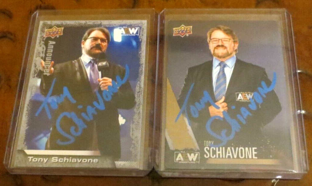 Lot of 2 Tony Schiavone signed autographed cards Wrestling Commentator ...