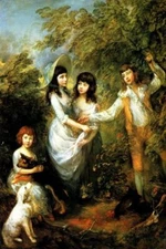 THE MARSHAM CHILDREN 1787 DOGS PICKING FRUITS PAINTING BY GAINSBOROUGH REPRO
