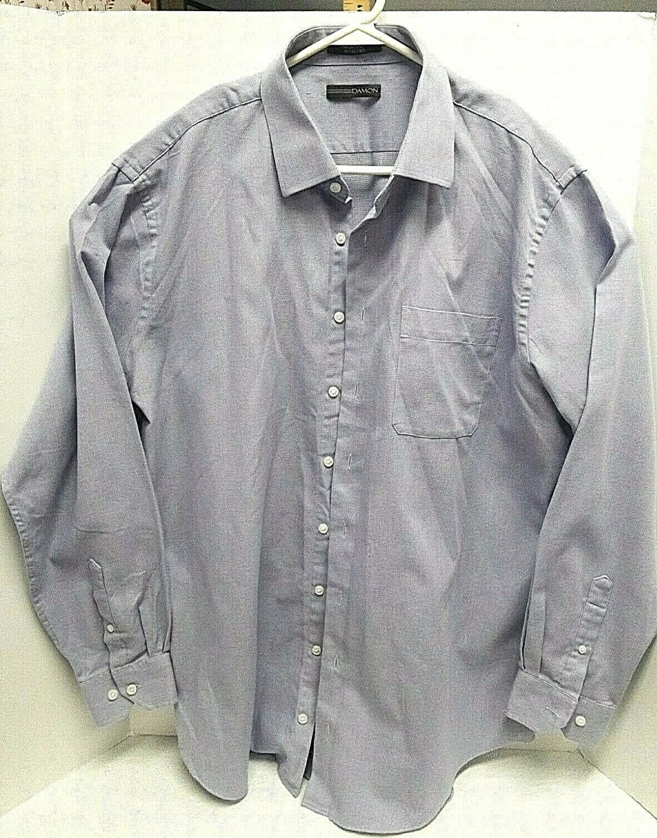damon dress shirts tall Damon Men's White Classic Poplin Dress Shirt Half Sleeve Tall Size 17 USA Made