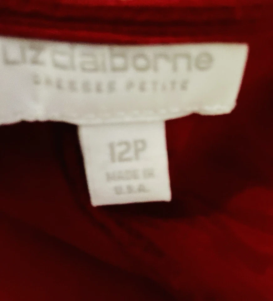 Vtg Liz Claiborne 100% Silk Hi Neck Red Slip Column Dress 90s  S/M 12 Petite 36 - Image 4 of 4