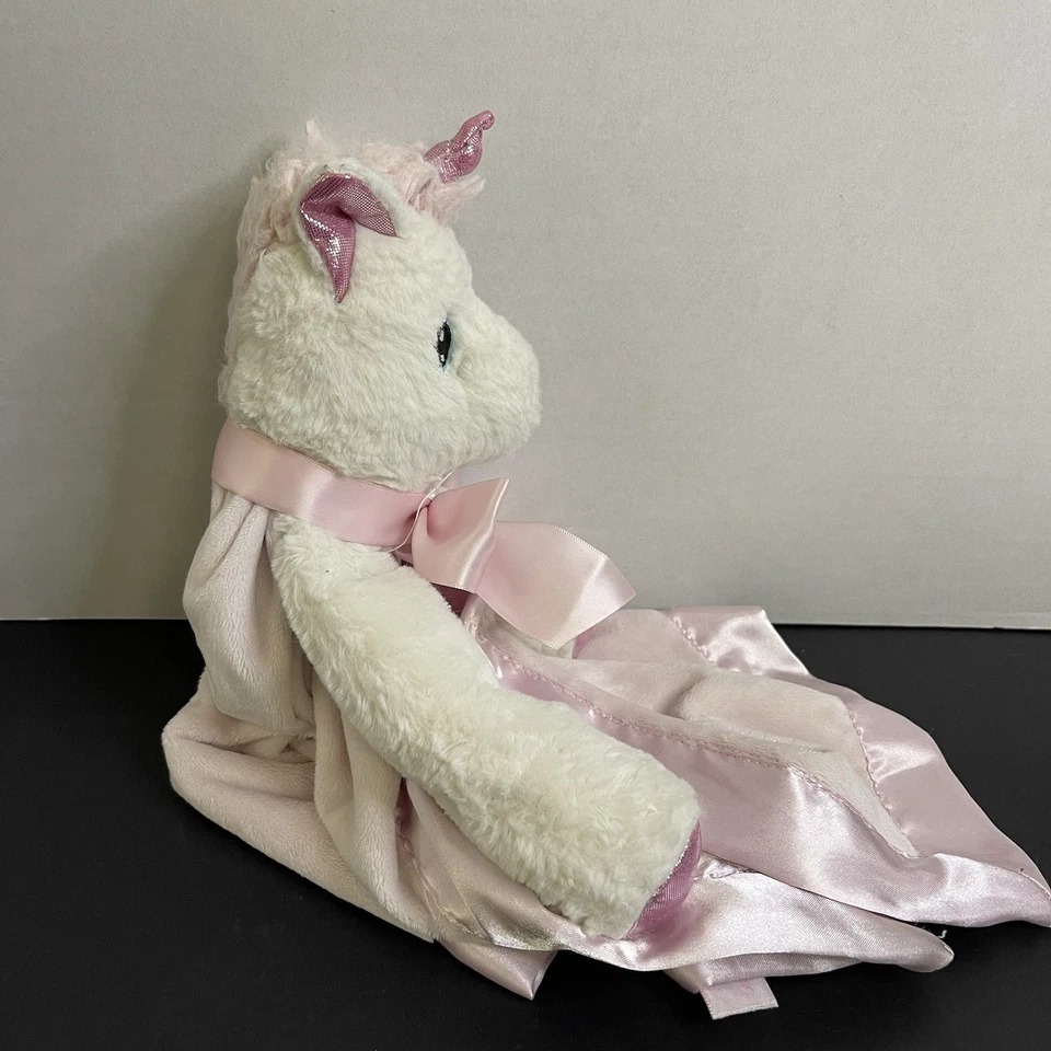 Cobertor de segurança Bearington bebê unicórnio Lovey cetim rosa pelúcia conforto - Imagem 2 de 4
