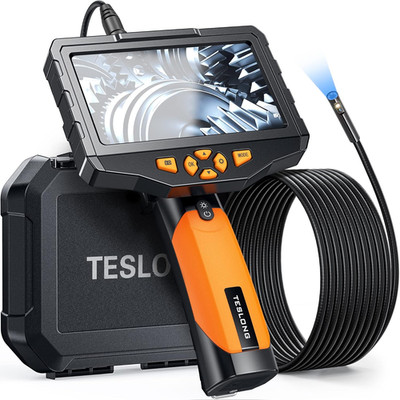 Teslong Inspection Camera, Dual Lens Borescope Camera with Light, NTS300 5'' IPS