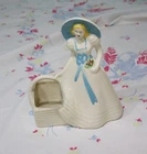 Vintage Hull pottery planter figurine, "Lady with Basket", model #954, 1940s
