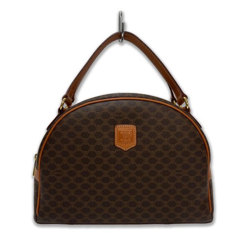 CELINE Macadam Handbag PVC Brown Dome Shape Authentic Ladies Bag