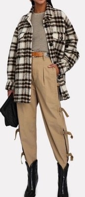 Isabel Marant Harveli *Oversized* Jacket Wool Button Ecru Plaid sz 42 US XL/2XL