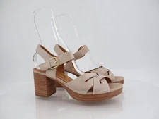 Sofft Lacie Sandals Womens Size 10 Beige Leather Block Heel Platform Slingback