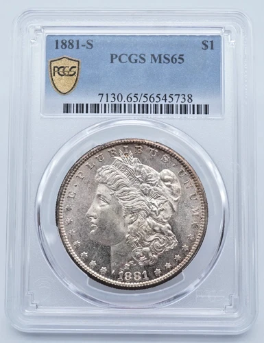 1881-S Morgan Silver Dollar PCGS MS65 Gold Shield Label  - T304