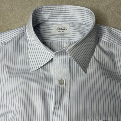 Hamilton Shirt Co. Dress Shirt Mens 15.5 43 Made In USA Button Up Large Poplin