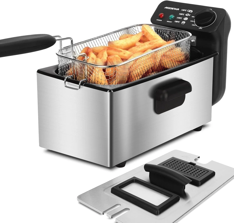 Stainless Steel Deep Fat Fryer - 2200W, 3L with Temperature Control - Image 3 of 4