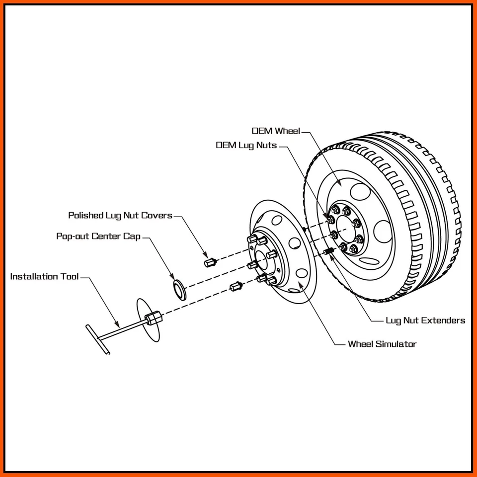 2005-2021 FORD F350 17.5" Dually Steel Wheel Simulators Dual Rim Liners Covers Foto 2 de 4
