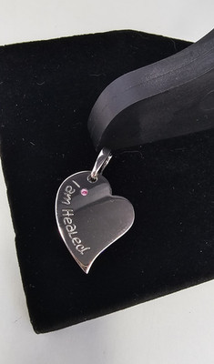 Vintage Sterling Silver I Am Healed Dainty Heart Pendant or charm