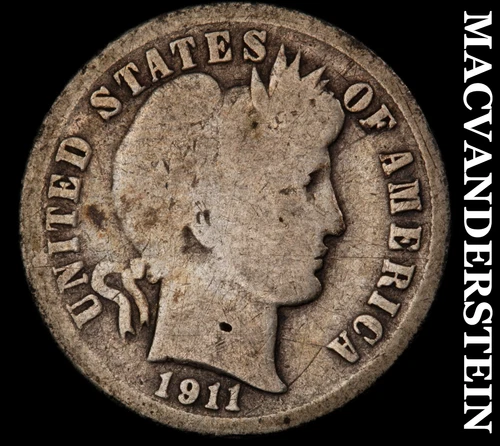 1911-D Barber Dime- Silver- Scarce Better Date No Reserve #J861