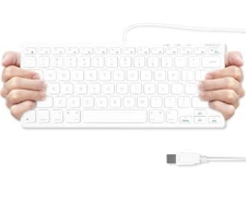 Macally USB Wired Compact Keyboard – 78 Keys, 13 Shortcuts, Mac & PC – White