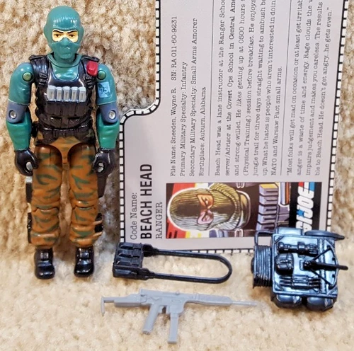 Complete Really Nice Vintage 1986 GI Joe Beach Head Ranger v1 With Filecard