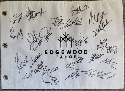 2026 Edgewood Tahoe Signed Golf Flag - American Century Championship - 25 Autos