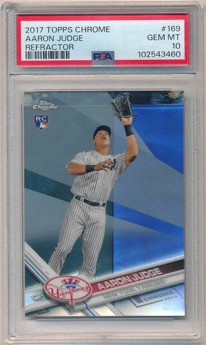 AARON JUDGE 2017 TOPPS CHROME 169 RC ROOKIE REFRACTOR YANKEES SP PSA 10 GEM MINT
