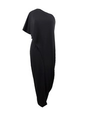 Adrianna Papell Women's Draped One-Shoulder Dress (2, Black) 797532829260