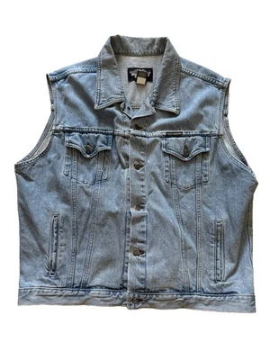 Vintage 1990’sHarley Davidson Men's Size XL Biker Denim Vest Buttoms & Pocket - Image 1 of 3