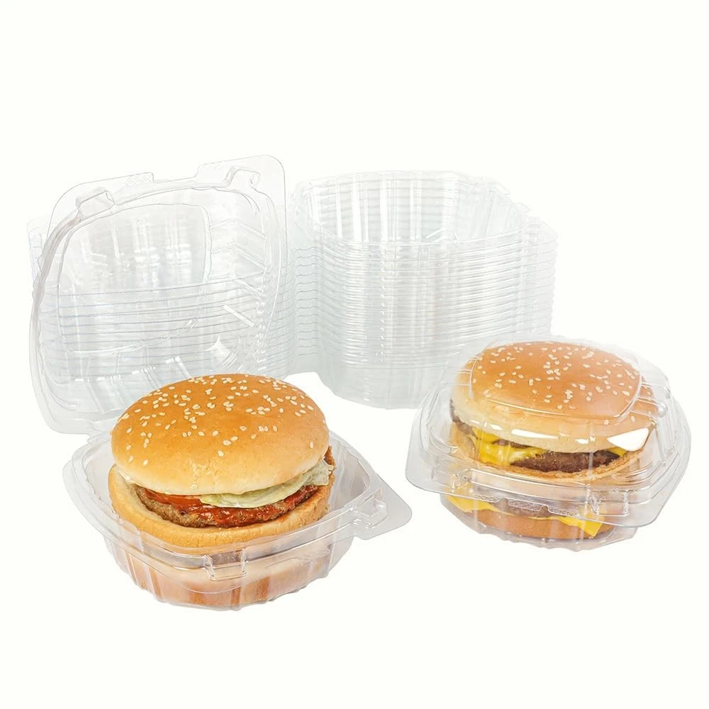 50 Pack Hinged Food Containers with Lids -5x5" Transparent Disposable Square ...