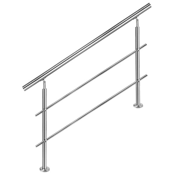Edelstahl Handlauf GeläNder 80 Cm Mit 2 Querstreben FüR Treppen Und Balkon, HöHe-image