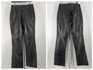 Gap Vintage 90s Y2K Cow Leather Black Pants 30 31 Low Waist Grunge