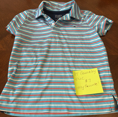 Crown & Ivy Boys 3T Blue White Red Striped Polo