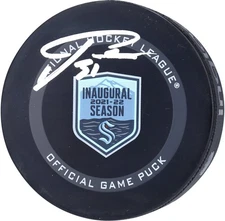 Philipp Grubauer Seattle Kraken Signed 2021-22 Inaugural Season Official Puck