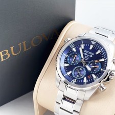 Orologio Uomo Bulova 96B256 Marine Star Quadrante Blu Cronografo Quarzo 44MM