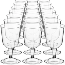 DecorRack 24 Wine Glasses, 6 Oz -BPA Free- Plastic Party Wine Cups, Perfect f...