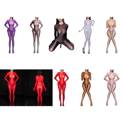 Herren Body Dehnbar Jumpsuit Trikot Durchschauen Rein Glänzend Schwul Catsuit - Bild 1 von 3