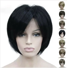 Women Wig Ladies Natural Short Black Brown Straight Hair Wigs Cosplay Full Wig