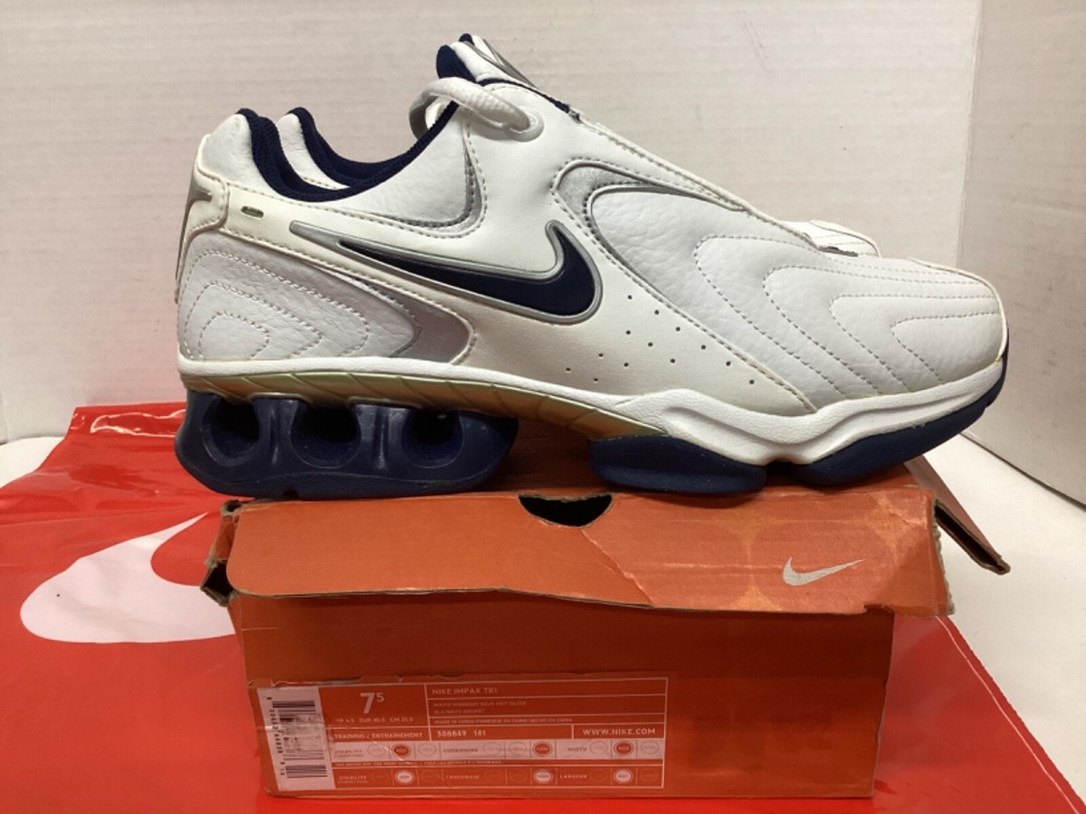 Nike Impax Tri Mens sneaker #308849 141 Size 7.5 white/navy 