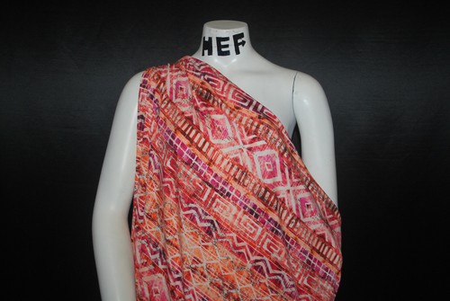Rayon Stretch Jersey Knit Fabric Hermoso estampado tribal Combo naranja XOXO - Imagen 8 de 8