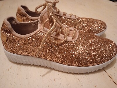 Roxy Rose Women's Size 8 Sneakers Glitter Gold Gently Worn | eBay