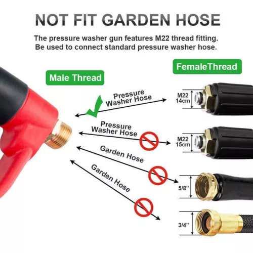 High Pressure 4000PSI Car Power Washer Gun Spray Wand Lance Nozzle 50FT Hose Kit - Picture 3 of 17