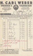 DRESDEN, Rechnung 1926, H. Carl Weber Tabak-Fabrikate