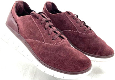 Vionic 355 Fresh Taylor Burgundy Suede Leather Sneaker Shoes Women's 7.5